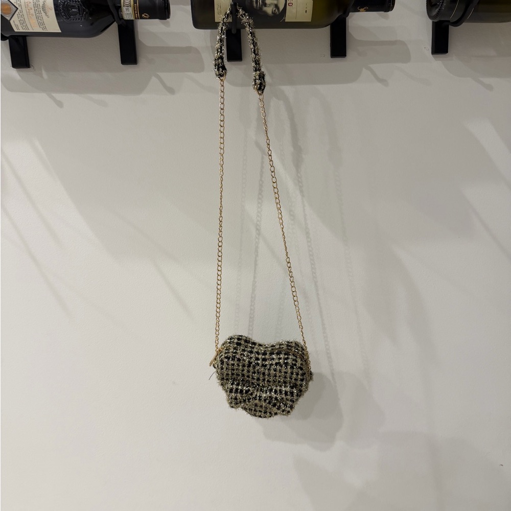Under One Sky Black and Gold Heart Mini Bag